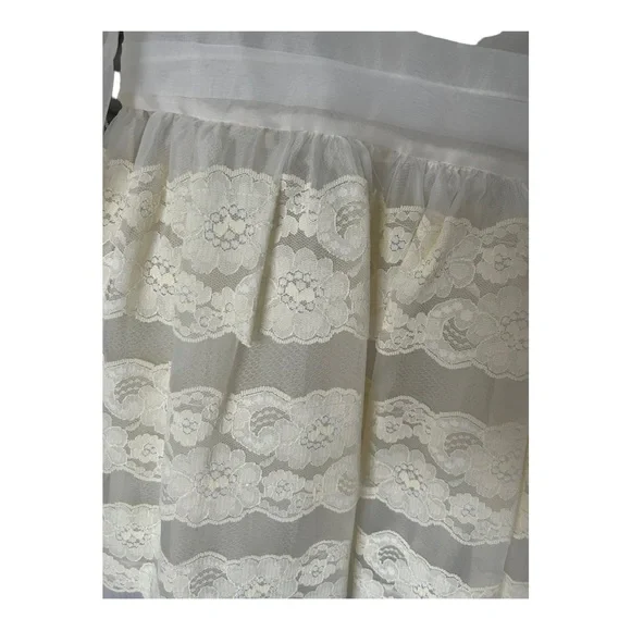 VTG First Holy Communion Dress Cream Lace 3 Piece 80s 90s Dress Slip Scarf READ - Picture 8 of 16